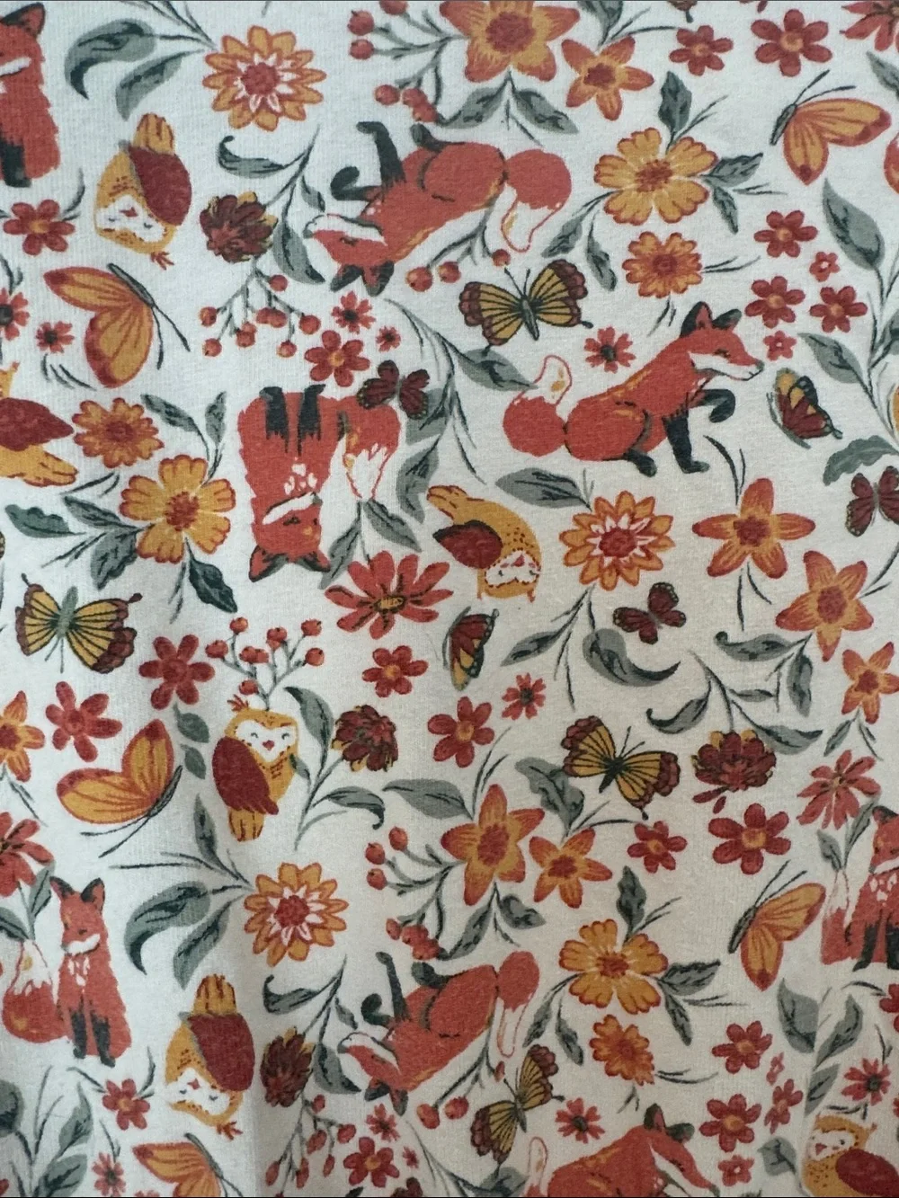 Cynthia Rowley Girls Fox Owl Floral Dress Novelty Woodland Cottagecore M 7/8